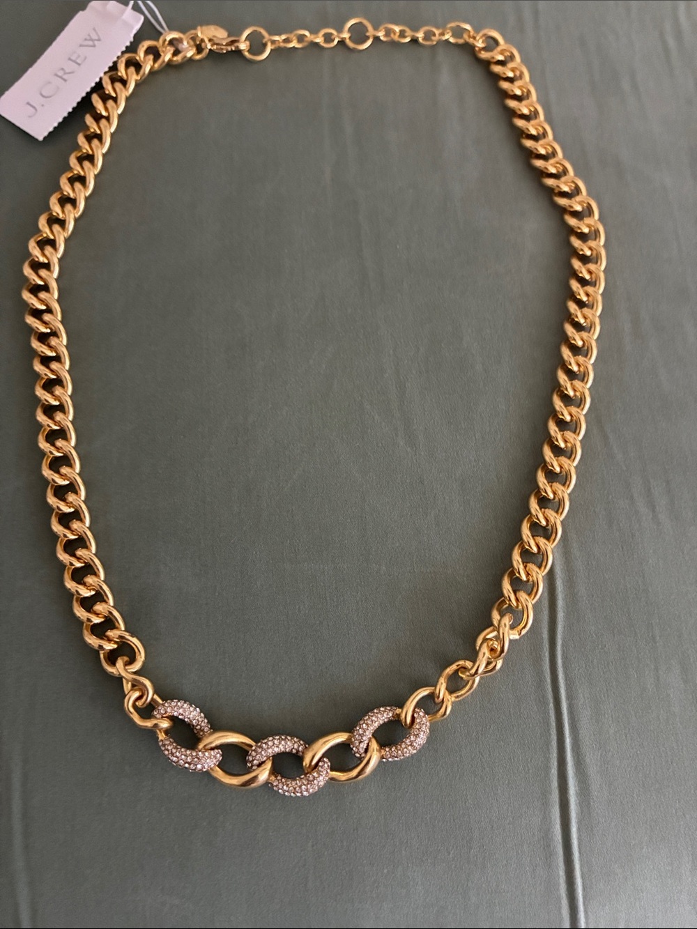 J.Crew new chunky Chain Necklace with Pave Crystal Links